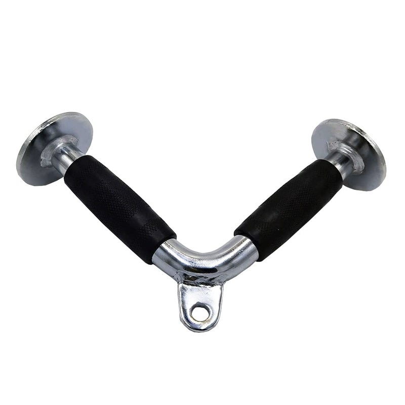 yuhqc V Shaped Press DownBar, Strength Training Deluxe Single Double D Handle Tricep Rope, V-Shaped Rotating Straight Press Down Bar for Weight Workout, Cable Machine Accessories(Rubber) - Image 2